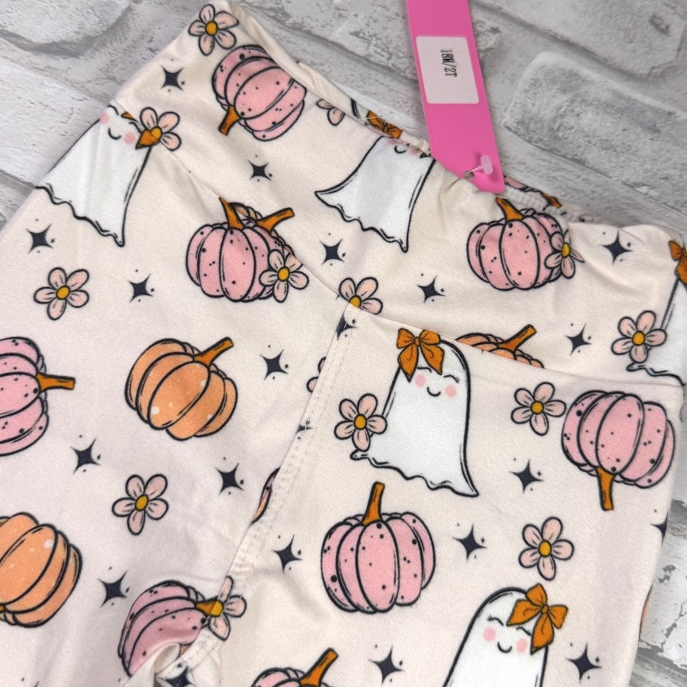 Charlie's Project Leggings Girls 18M/2T Cream Halloween Pumpkin Ghost NWT